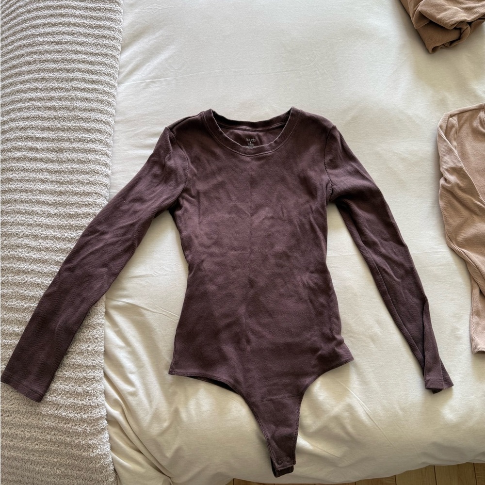 Women's Long Sleeve Bodysuit - coffee